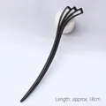 Elegant 18cm black ebony wood hair stick with hollowed fan design in Neo-Chinese style - Ling Shan