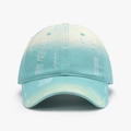 Distressed blue and beige gradient cotton baseball cap with vintage frayed details - Lake Blue