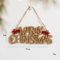 Wooden Merry Christmas wall hanging sign with red glitter star and rustic rope - Large Gold Letter Sign