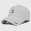 White breathable mesh baseball cap with gold C embroidery and Chance text detail - Adjustable / White