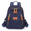 Mini mochila de nailon azul marino con detalles de cuero marrón y herrajes dorados - Azul Zafiro