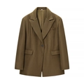 Eleganter einreihiger brauner Blazer mit Reverskragen und zwei Klappentaschen - S / Oberteile / Olivgrün