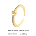 14K vergoldeter C-förmiger offener Ring mit Zirkonia Steinen und 17,53mm Innendurchmesser - Buchstabe C