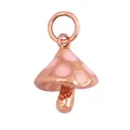 Pink mushroom pendant in rose gold finish with delicate enamel dots for jewelry making - Mushroom Model B / Rose Gold