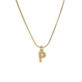 Classic 18k gold plated necklace featuring a zircon pavé letter P pendant on a snake chain - Letter P
