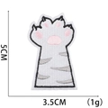 Detailed view of cat paw embroidered patch showing 5cm height and 3.5cm width dimensions - No.26 (Pink White Grey Paw)