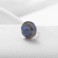 Deep blue zircon gemstone with faceted round cut on textured white leather for DIY earring - 6.2MM / Deep Blue/Mocha (32#)