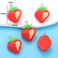 Red resin strawberry slice charms 29mm height for DIY jewelry making and earrings - Style H/2.3g