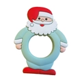 Funny silicone baby pacifier with Santa Claus design and mint green teething ring - Santa Teether / Green
