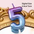 Purple and blue gradient number 5 glitter cake candle for birthday party - Number Candle Purple-Blue Gradient-5