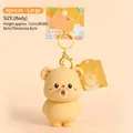 Cute apricot cartoon bear keychain with bubble detail and yellow metal clip - Apricot Large Squeeze Toy