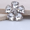 DIY rhinestone five-petal flower accessory with silver rose center for jewelry making - D2801 Gemstone Five-Petal Flower Silver