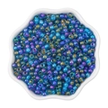 Perline di vetro da 4mm blu e viola cangianti in un piatto a fiori per gioielli fai-da-te - 4mm / Serie Blu