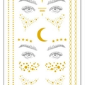Face gem stickers with gold and silver metallic stars and moons for masquerade makeup - Gold Stamping Style
