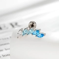 Silver marquise zirconia stud earring featuring a blue gradient design in a wheat shape - Gradient Blue Marquise (Single)(A863-2#)