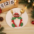 Porte-couverts gnome de Noël rouge et vert pour décoration de table festive - Elfe