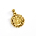 Vintage round gold pendant with embossed letter I and ornate filigree hollow edge - Letter Z Style (Z-Single Pendant)