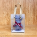 Purple coral fleece teddy bear towel gift set in transparent pouch with red ribbon - Bear In Dark Gray With Pvc Handle / 30*30cm