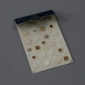 Stickers ongles mats bohèmes avec motifs géométriques dorés en crème et marron rétro - Style de Relief Mandala Vintage Marron Doré (MN-252F)