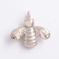 Silver bee charm pendant with detailed wings and top ring for DIY jewelry making - Bee - Silver