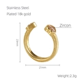 Bague cœur ajustable en acier inoxydable plaqué or 18K avec micro-zircons - Ouvert Réglable / Or avec zircon rose