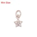 Miniature gold-plated copper star pendant with white cubic zirconia for DIY jewelry making - Super Mini Pentagram / White Gold
