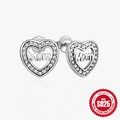 S925 sterling silver heart stud earrings with sparkling cubic zirconia and Mom lettering - MOM-Micro-set White Zirconia