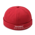 Red cotton Miki hat with white Decadent embroidery in a retro streetwear style - Adjustable / Red