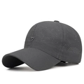 Dunkelgraue schnelltrocknende Mesh-Baseballkappe mit Stickerei 7 und Laserlöchern - Dunkelgrau