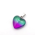 20mm natural stone heart pendant with green and purple gradient crystal and silver bail - Blue Purple