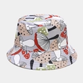 Light grey bucket hat with colorful mushroom patterns for outdoor sun protection - M (56-58cm) / Color #15