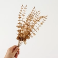 Artificial golden eucalyptus leaf spray branch for wedding and home holiday decor - Gold