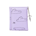 Short light purple trifold wallet for women with cute rabbit and bow metal charm - Purple