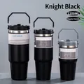 Drei isolierte Edelstahl-Thermobecher in Ritter-Schwarz, Größen 40oz, 30oz und 20oz - Einzelner Trinkdeckel Ritter Schwarz