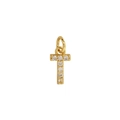 Classic 18k gold plated brass letter T pendant with micro-pave cubic zirconia inlay - Letter T