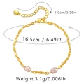 Detailed view of pink freshwater pearl gold plated bracelet with size and weight specs - KB0133-Fine Chain Double Pink Pearls