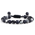 Handgefertigtes Armband mit Blaufluss und facettierten Hämatit-Perlen für Damen und Herren - Blauer Sandstein & Hämatit