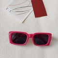 Hot pink thick rectangle sunglasses with dark lenses and silver metal rivets - Thick Rectangle with Silver Rivets / 57