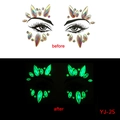 Glow-in-the-dark face jewels set showing day and night glowing effect for Halloween - YJ-25