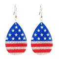 Detail of teardrop earrings with American flag glitter stars and stripes pattern - Flag Teardrop Hooks