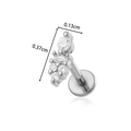 Silver F136 titanium labret stud with crystal cluster, size 0.13cm by 0.37cm - 8# Silver Geometric Long Cluster