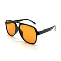 Lunettes de soleil aviateur classiques avec monture noire et verres orange vif - Monture Noire Verres Jaunes