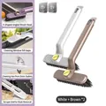 V-shaped crevice cleaning brush set in white and brown with wall hooks for home use - 2-Pack + 2 Hooks / White + Coffee