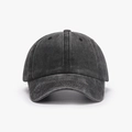 Gorra de béisbol vintage de algodón gris carbón lavado con estructura clásica de 6 paneles y visera - Negro