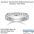 Eternity band ring in S925 silver with 0.84ct moissanite stones and 18K white gold plating - R13766-2.0+gra/black Card / US Size 7 / Circumference 54.3mm