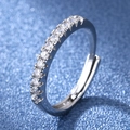 Sparkling half eternity adjustable silver ring with high carbon diamonds for women jewelry - Ljz-54 [drill Bar] / Adjustable Open