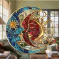 Bohemian acrylic sun and moon decorative suncatcher disc with gold hanging cord for home decor - Sun And Moon Pattern (12) / 15x15x0.2cm