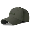 Army green fitted baseball cap with Sports embroidery and breathable texture - Dark Green