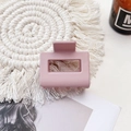 Pink matte square shark hair clip with Korean ins style for women on woven background - Small Matte Square Claw-Korean Pink