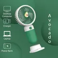 Cute avocado-themed mini portable USB hand fan with detachable desktop base - Avocado Green